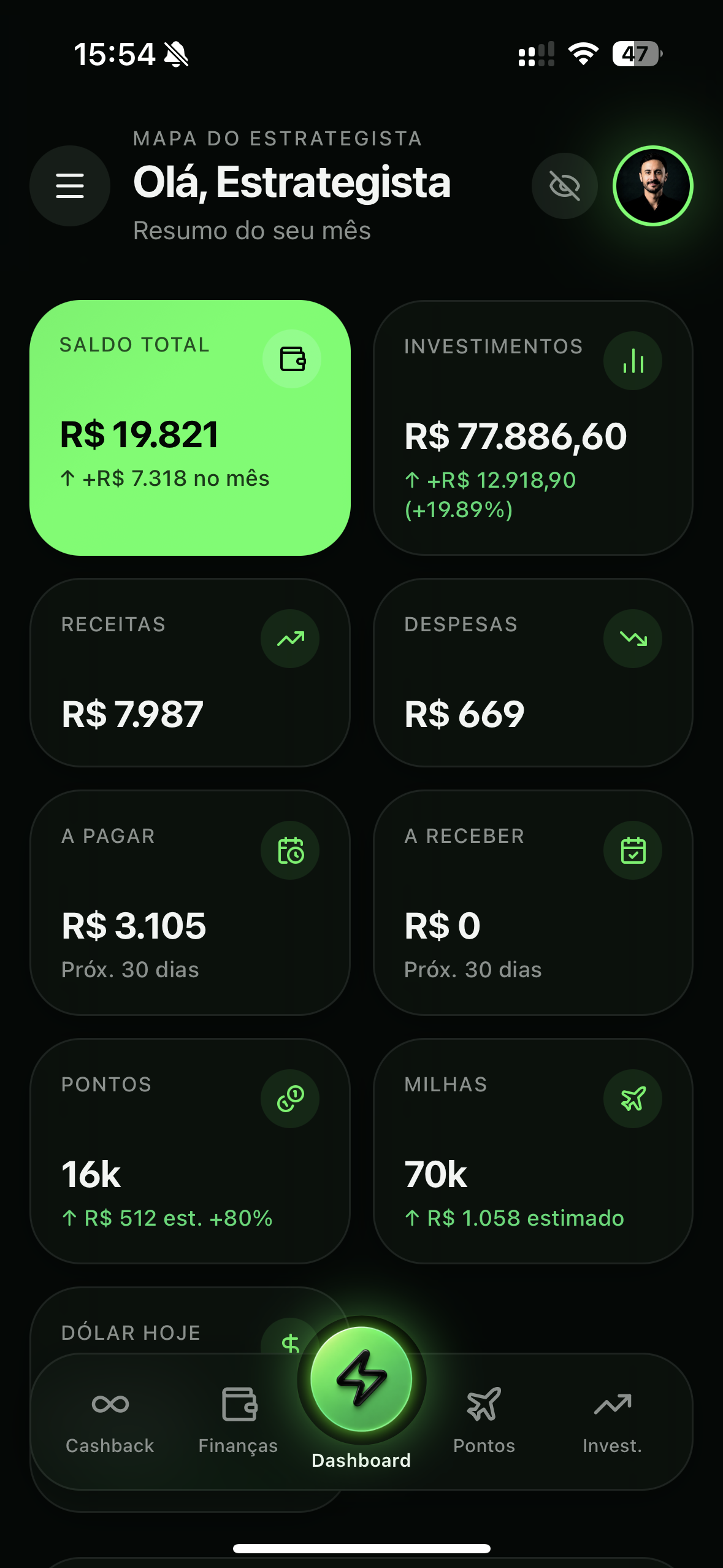 Sua vida financeira num só olhar.